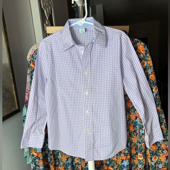 Class Club Boys Purple Gingham Long Sleeve Button Down Shirt - Picture 1 of 5